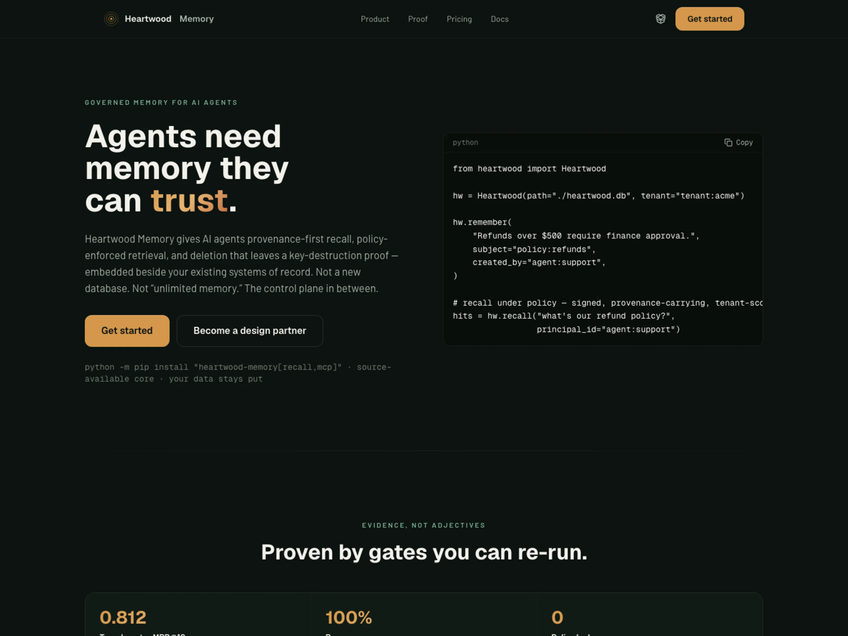 Heartwood Memory website homepage screenshot