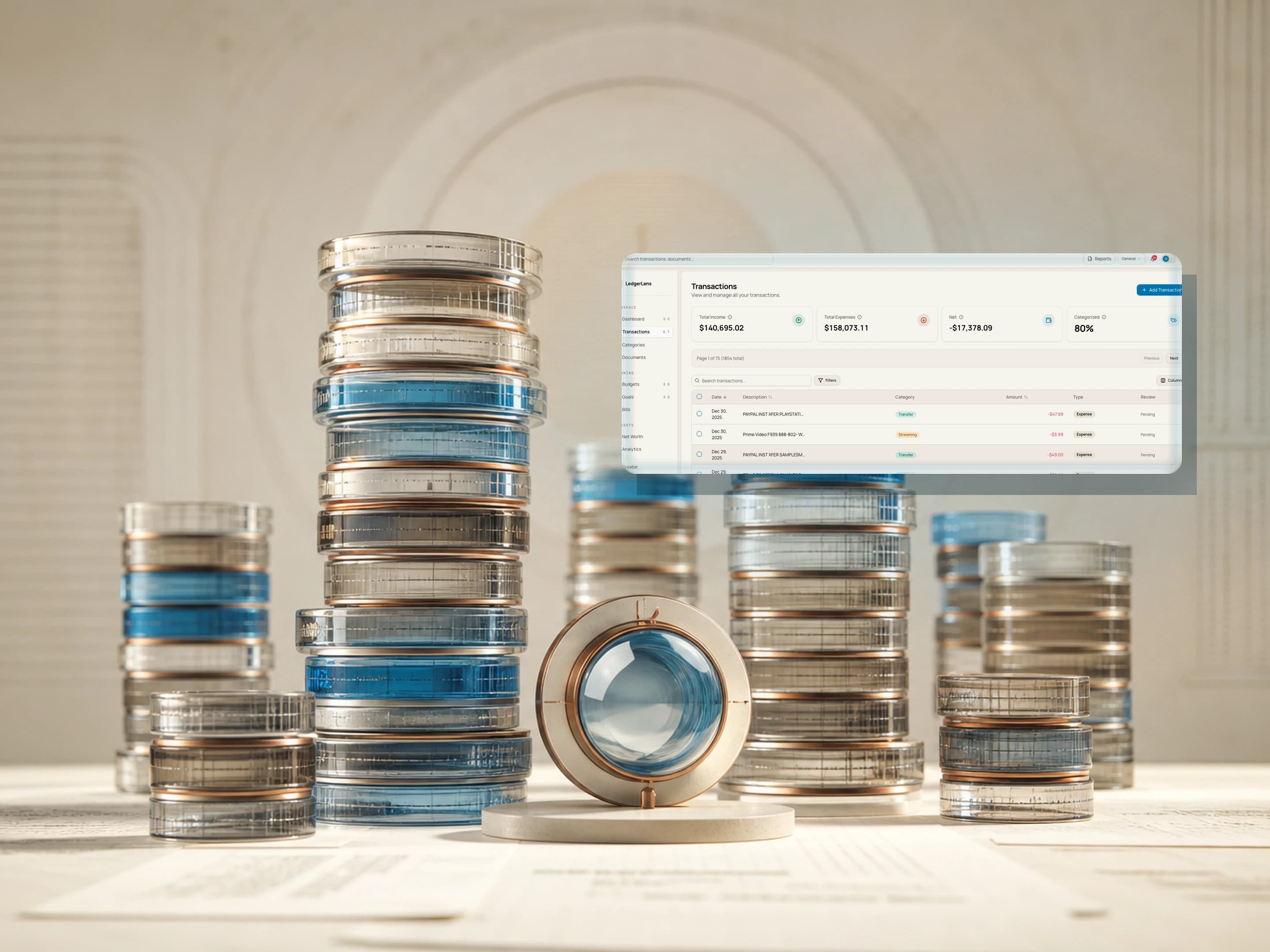 LedgerLens live application homepage screenshot